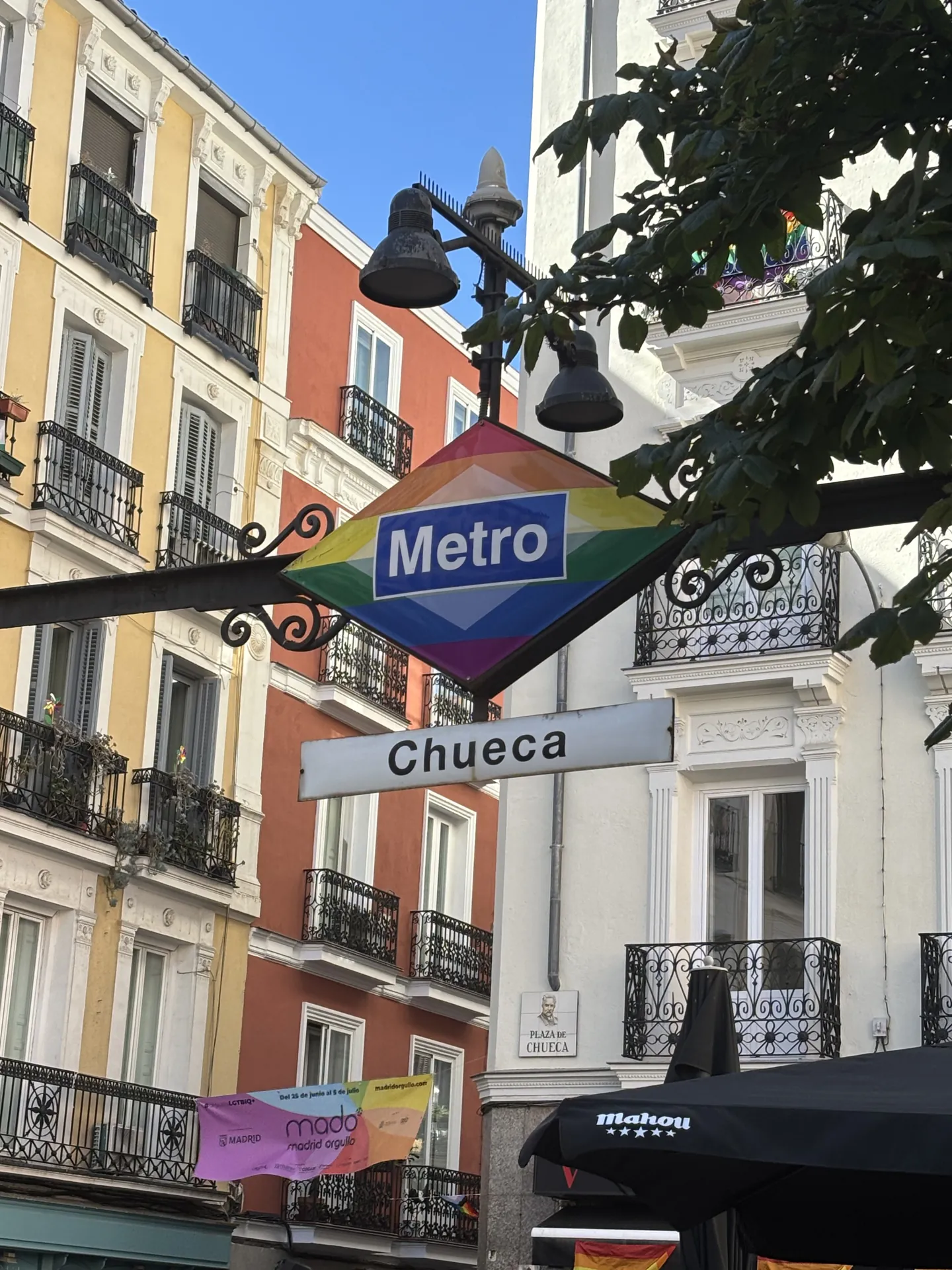 Entrada del metro de Madrid con el rótulo rojo característico, la red de transporte más útil para el turista, Foto propia La Maleta Inquieta, julio 2026