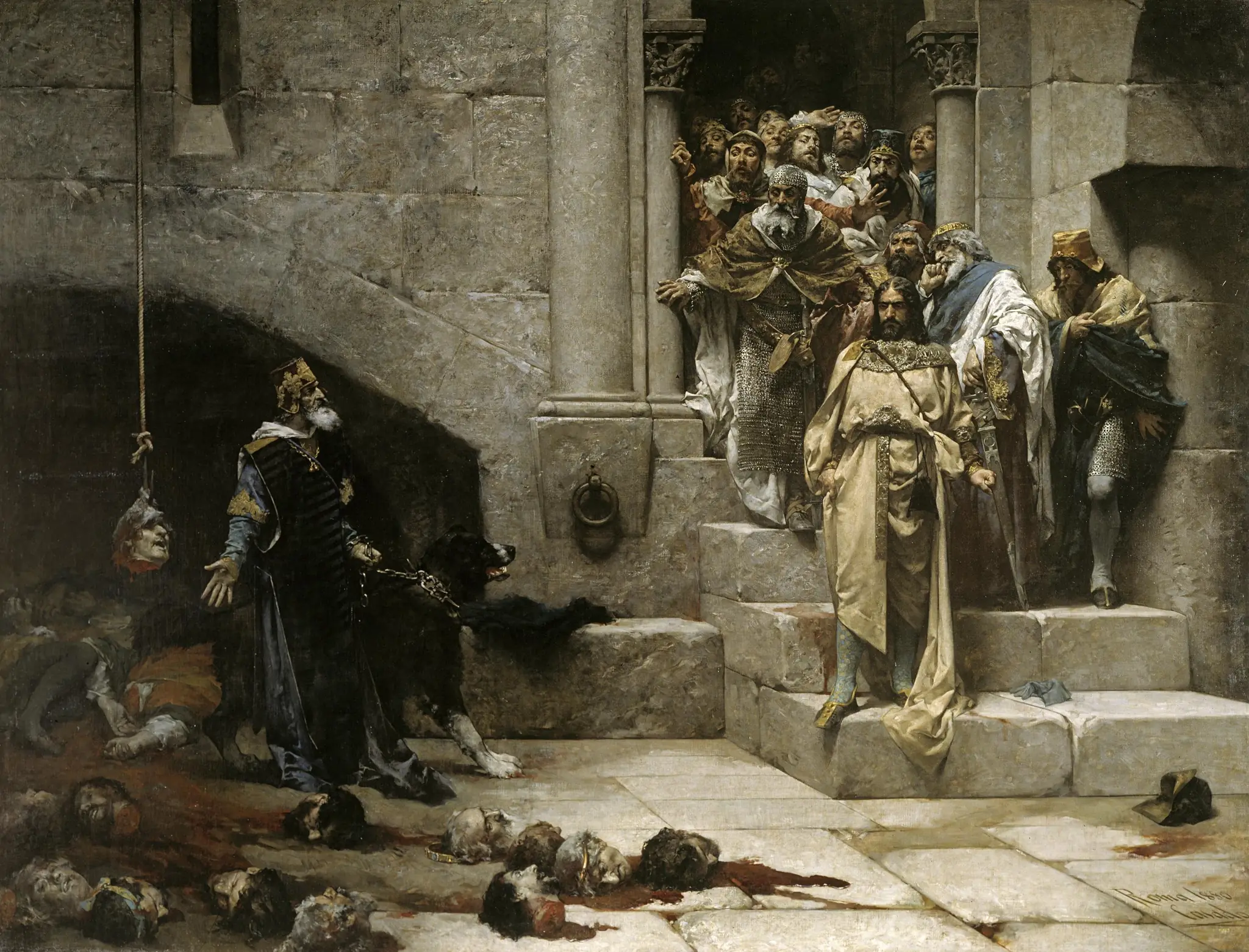 Pintura La campana de Huesca de José Casado del Alisal mostrando la escena medieval del rey Ramiro II